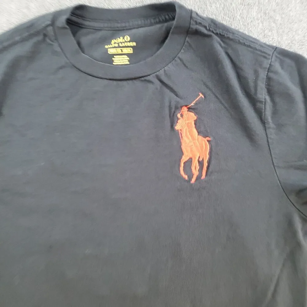 Polo Ralph Lauren T-Shirt Boys Medium Long Sleeve Tee Red Big Pony #3 Logo Black